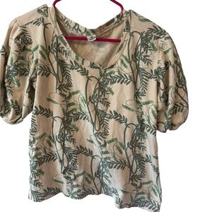 Kate Quinn Leaf Print Women's Top size large